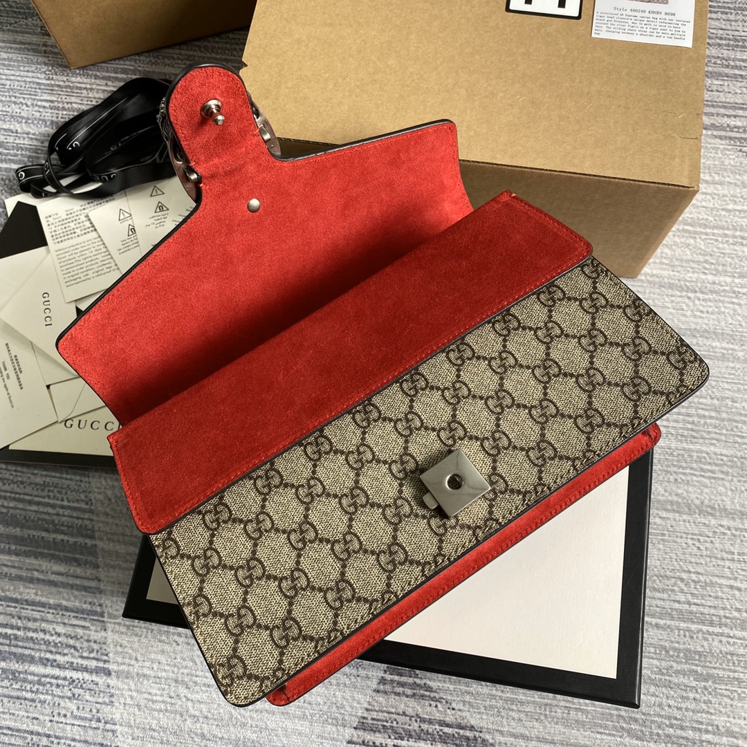 Gucci Dionysus Small GG Supreme Shoulder Bag 400249 Red